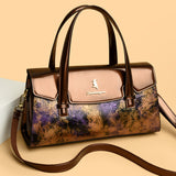 2025 bag women's popular new fashion inkjet printing handbag simple temperament retro large-capacity shoulder bag