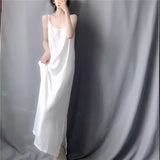 Summer new thin copper ammonia silk cool long black suspender skirt loose vest skirt long skirt women