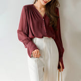 2025 Mulberry silk shirt, high-end crepe, silk shirt  summer Hangzhou silk four-season green women's clothing
