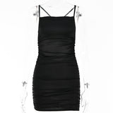 2025 ins Internet celebrities Spice Girls sexy suspender dress, autumn new fashion backless diamond with pleated hip skirt