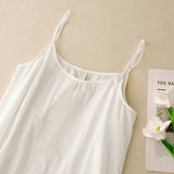 Cotton and linen suspender skirt women's summer thin  summer new fashionable white simple suspender dress bottoming skirt