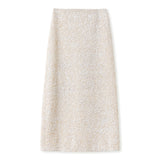 Autumn national style temperament fashionable high waist straight skirt popular new sequined splicing design high-end long dress MX063