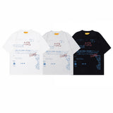 WT557 n summer gender-neutral street tide high-end letter garbled design loose men's crew neck short-sleeved T-shirt