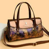 2025 bag women's popular new fashion inkjet printing handbag simple temperament retro large-capacity shoulder bag