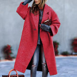 HULIANFU popular spring new 2025 New women's clothing  casual long solid color warm woolen coat coat