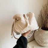 HULIANFU 2025 This year, the popular super-hot niche bag women's popular new autumn versatile messenger bag single shoulder pleated bucket bag