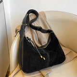 HULIANFU 2025 Large capacity women's bag popular new Maillard style matte retro high-end college student class shoulder messenger bag