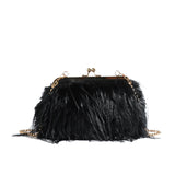 HULIANFU 2025 popular new retro ins fringed pearl chain hairy bag  fairy wind crossbody hand out of the street bag tide