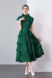 High-end dress dress sweet fungus edge slim long heavy industry pleated chiffon dress women  spring and summer
