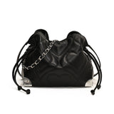 HULIANFU 2025 This year, the popular super-hot niche bag women's popular new autumn versatile messenger bag single shoulder pleated bucket bag