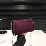 HULIANFU 2025 Bag women's new New style high-end bead chain messenger bag retro matte leather velvet small bag shoulder bag