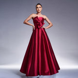 2025 high-end temperament elegant waist wrap chest collar long banquet evening dress bridesmaid dress