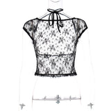 HULIANFU 2025 hot-selling new Spice Girl style sexy lace open back neck open navel slim T-shirt women's clothing one piece hair
