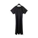 2025 THE MIND pleated V-neck dress 2025 thirteen lines summer new Korean simple long skirt 003AX