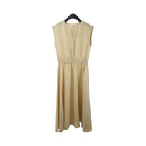 2025 THE MIND Tencel linen V-neck dress 2025 summer new waist and thin A-shaped long dress T5025X