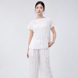 2025 short-sleeved T-shirt women's clothing 2025 new solid color simple and versatile loose and thin commuter jumper top