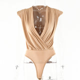 2025 New sexy babes sleeveless pleated onesie, spring fashion temperament V-neck loose and versatile bottoming shirt