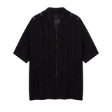 231 n retro high-end street lazy hollow design knitted sweater loose men's cardigan short-sleeved T-shirt