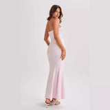 HULIANFU Customized processing New spring and summer new sexy spice girl hip wrap embroidery flower backless dress long dress 2025 trade women