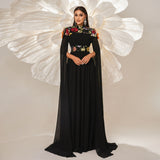 2025 high-end temperament turtleneck long banquet embroidered evening dress bridesmaid dress waist pendulum dress women