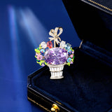 2025 Design Sense High-end Clothing Wholesale Cardigan Fixed Clothes Pin Suit Accessories Enamel Color Oil Drop Flower Basket Brooch