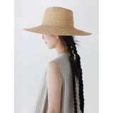 Cotton and linen cotton vertical strip  summer new temperament back collar slit small neckline fishtail pendulum vest dress