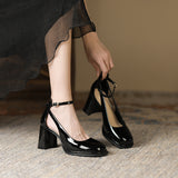 2025 700A Internet celebrity design sense niche square head high heels 2025 summer new thick heel Mary Jane bag head sandals