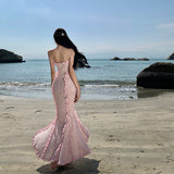2025 Yu Shuxin same sexy Spice Girl style niche lace tube top dress atmosphere slim dress birthday dress