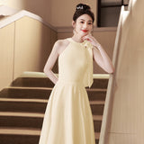 2025 Evening dress skirt women's light luxury niche high-end white neck type 18-year-old girl graduation high school adult ceremony girl
