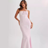 HULIANFU Customized processing New spring and summer new sexy spice girl hip wrap embroidery flower backless dress long dress 2025 trade women
