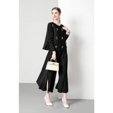Miyake three-dimensional flower decoration versatile pleated cardigan top plus irregular loose pleated pants fashion suit