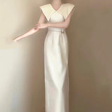 2025 Vintage light wedding dress  satin bride waist thin toast dress engagement socialite temperament small dress dress