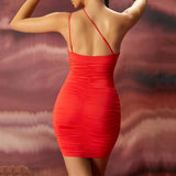 2025 hot-selling ins style summer new dress, sexy Spice Girl slanted shoulder suspender backless tight temperament skirt