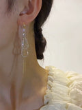 Temperament light luxury high-end flash diamond water drop fringed earrings women's new trendy niche design long thin earrings