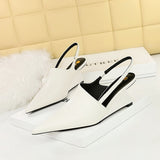 2025 1097-3 retro  fashion high-heeled wedge heel deep-mouth bag head shoes hollow back strap sandals high heels women's shoes