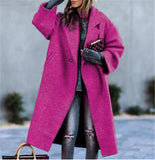 HULIANFU popular spring new 2025 New women's clothing  casual long solid color warm woolen coat coat