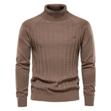 HULIANFU 2025 Popular trade autumn and winter new men's clothing turtleneck pullover solid color men's knitted sweater business casual sweater men's