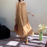 2025 spring and summer heavy industry tencel linen blend front and rear two wear fringed dress children drawstring sleeveless dress