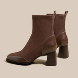 2025  Martin boots women's popular autumn new fashion versatile thick heel square head thin boots side zipper high heel short boots