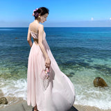 2025 Dopamine Island wears  temperament super beautiful pink suspender dress fairy summer seaside vacation dress