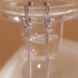 Light luxury high-end zircon winding long fringed earrings women's new trendy niche design temperament cold wind earrings