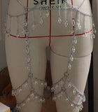 2025 FB3475  body chain transparent crystal gemstone pendant fringed chain chest chain waist chain leg chain body chain