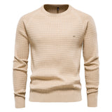 HULIANFU 2025 Popularan code New Popular trade popular autumn and winter new cotton sweater men's solid color primed plaid pullover knitted sweater men's