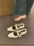 2025  low-heeled square head silver Mary Jane shoes women's shoes popular new winter single shoes retro fashion small leather shoes