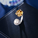 2025 Luxury Personality Creative Medieval Ring Women's Crystal Pearl Fashion Three-dimensional Adjustable Open Index Finger Ring Accessories