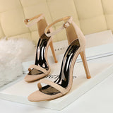 2025 829-2  style fashion simple summer high heels women's stiletto super high heel suede word with open toe sandals