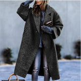 HULIANFU popular spring new 2025 New women's clothing  casual long solid color warm woolen coat coat
