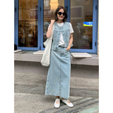 2025 THE MIND retro denim skirt 2025 thirteen lines spring new high waist thin versatile A-shaped skirt N12