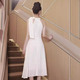 2025 Evening dress skirt women's light luxury niche high-end white neck type 18-year-old girl graduation high school adult ceremony girl