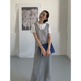 2025 THE MIND knitted hollow stacked dress 2025 thirteen lines early spring new blouse vest skirt M16